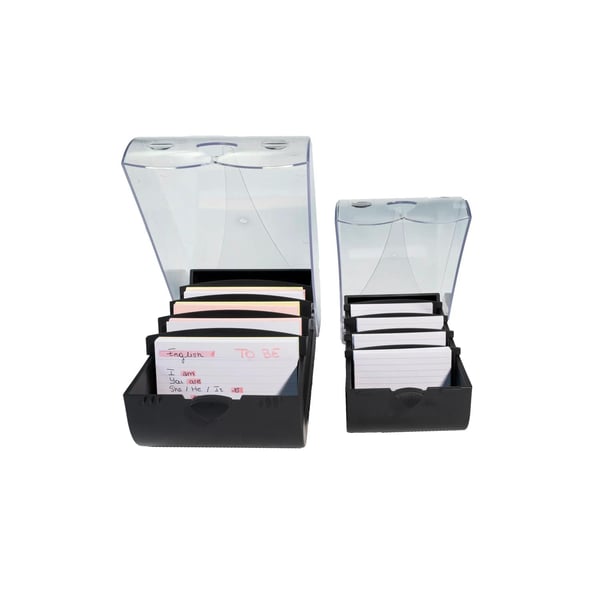 Exacompta 8x Kartotekskort og Flash Cards boks A7 Office sort/klar - Sort 5341423D