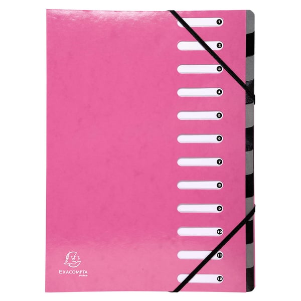 Exacompta 8x Iderama Harmonika Multipart File, A4, 12 sektioner - assorterede farver 53929E
