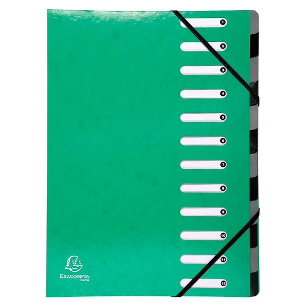 Exacompta 8x Iderama Harmonika Multipart File, A4, 12 sektioner - assorterede farver 53929E