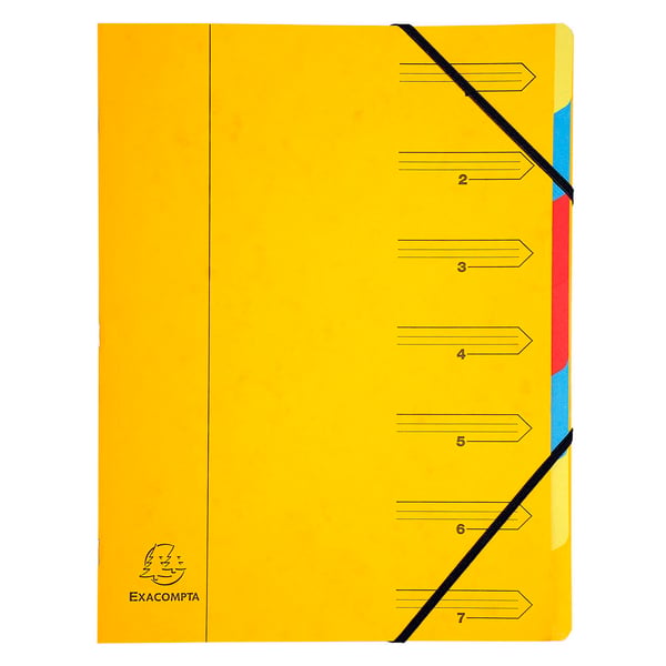 Exacompta 12x Exacompta-mappe til flere dele haeftet, A4, 7 sektioner - assorterede farver 54070E