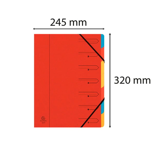 Exacompta 12x Exacompta-mappe til flere dele haeftet, A4, 7 sektioner - Rød 54075E