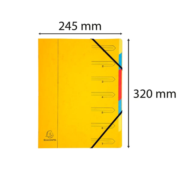 Exacompta 12x Exacompta-mappe til flere dele haeftet, A4, 7 sektioner - Gul 54079E