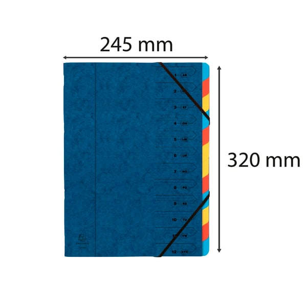 Exacompta 8x Multipart-mappe Pressboard 12 dele rød - Blå 54122E