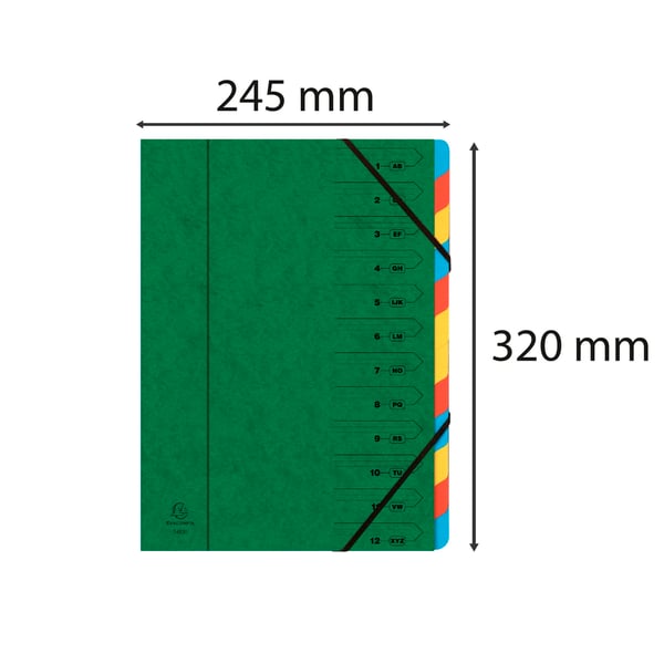 Exacompta 8x Multipart-mappe Pressboard 12 dele rød - Grøn 54123E
