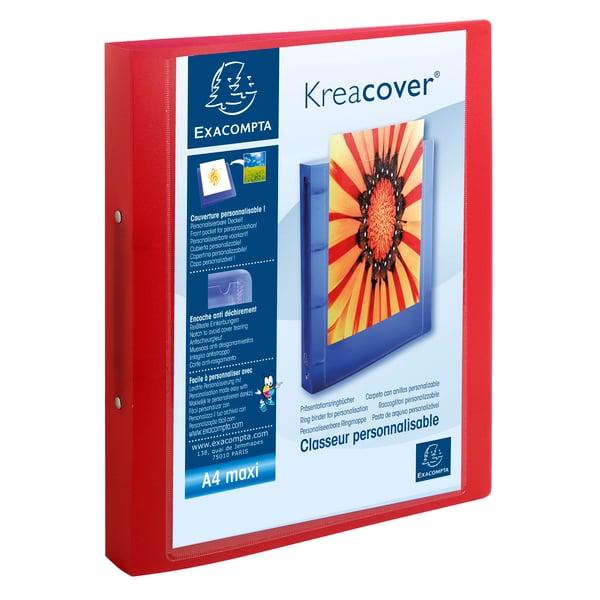 Exacompta 15x Krea Cover Ringbind Halvstive Cover, PP, 2O Ringe 30mm, A4 Maxi - assorterede farver 54769E