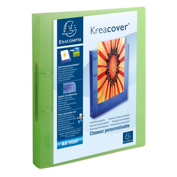 Exacompta 15x Krea Cover Ringbind Halvstive Cover, PP, 2O Ringe 30mm, A4 Maxi - assorterede farver 54769E
