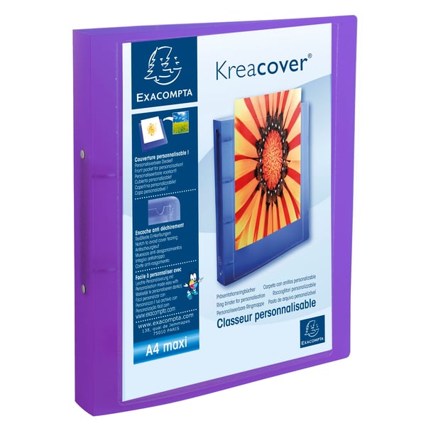 Exacompta 15x Krea Cover Ringbind Halvstive Cover, PP, 2O Ringe 30mm, A4 Maxi - assorterede farver 54769E