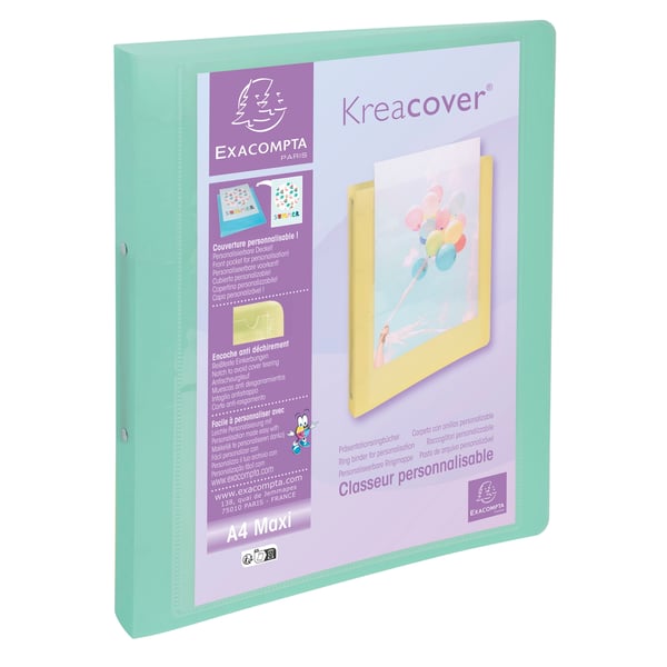 Exacompta 15x Kreacover Ringbind PP 2Ring 30mm, Assorteret - assorterede farver 54779E