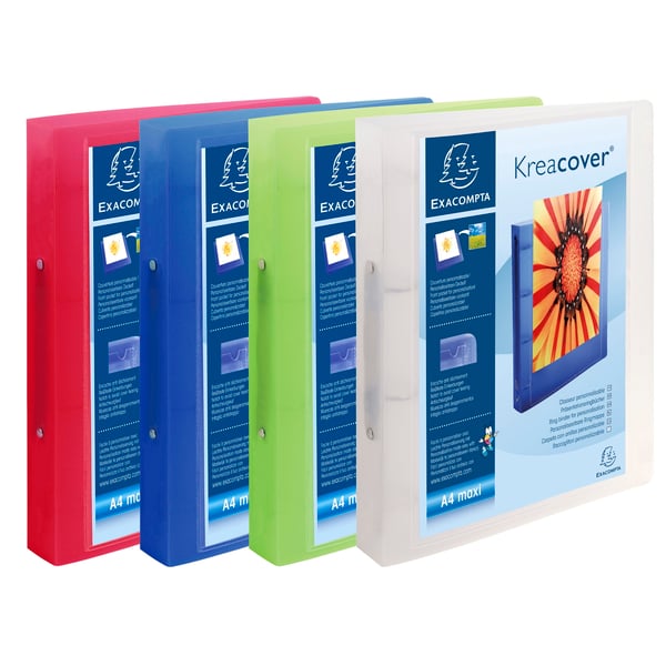 Exacompta 12x Krea Cover Ringbind Rigid Cover, PP, 2O Ringe 30mm, A4 Maxi - assorterede farver 54869E