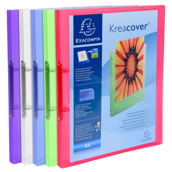 Exacompta 20x Kreacover PP Soft Chromaline Ringbind, A4, 2O ringe 15mm - assorterede farver 54969E