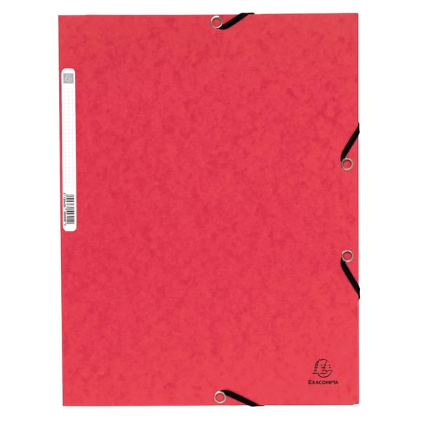 Exacompta 125x Mappe med 3 klapper og elastikremme 355 g/m2 hård glaseret meleret presspap - A4 størrelse - assorterede farver 55025E
