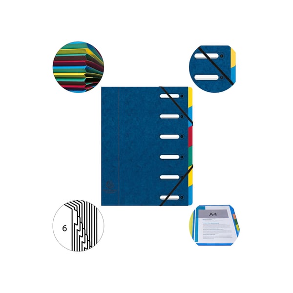 Exacompta 8x Harmonika Multipart File (6 sektioner) - Blå 55062E