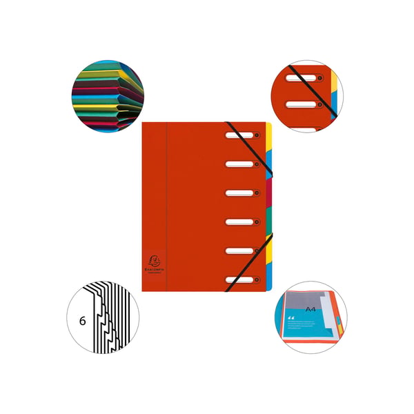 Exacompta 8x Harmonika Multipart File (6 sektioner) - Rød 55065E