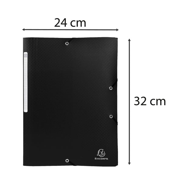 Exacompta 50x Elastikmappe med 3 klapper Opak PP A4 - Sort 55081E