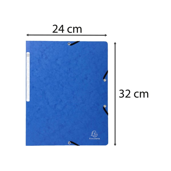 Exacompta 25x elastikmappe, 400 g/m2 presspap (uden flapper, A4) - Blå 5512E