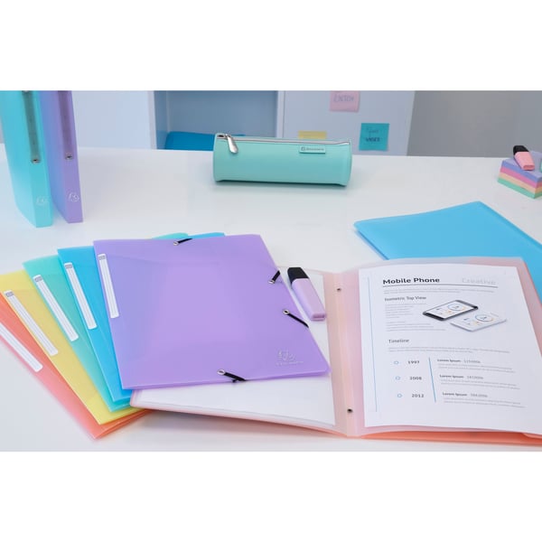 Exacompta 25x Chromaline Pastel Elastikmappe med 3 klapper A4 - assorterede farver 55170E