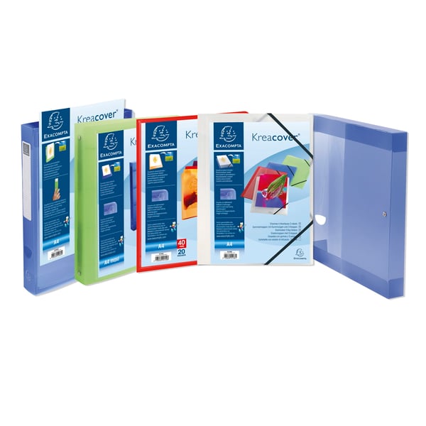 Exacompta 25x Kreacover elastisk mappe med 3 klapper med forlomme - farveløs 55188E