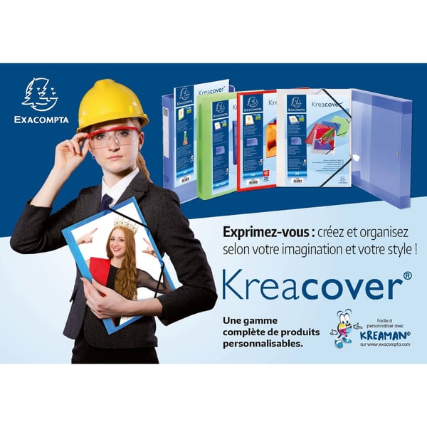 Exacompta 25x Kreacover elastisk mappe med 3 klapper med forlomme - farveløs 55188E