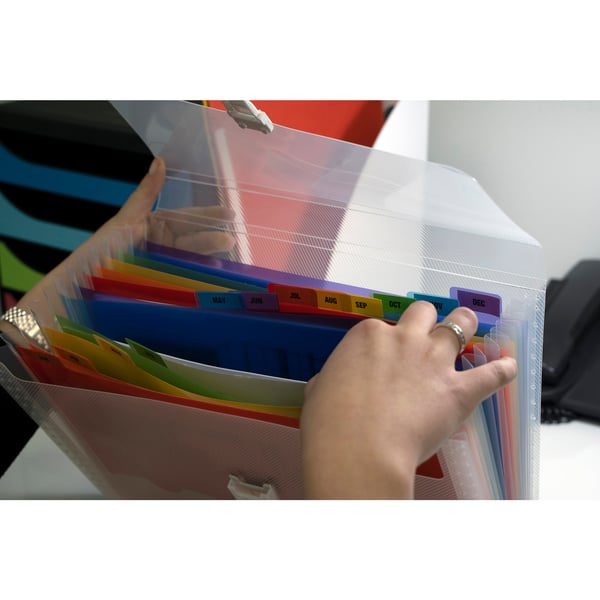 Exacompta 5x Crystal PP ekspanderende mappe, 33x25cm, 13 sektioner - Krystal 55298E