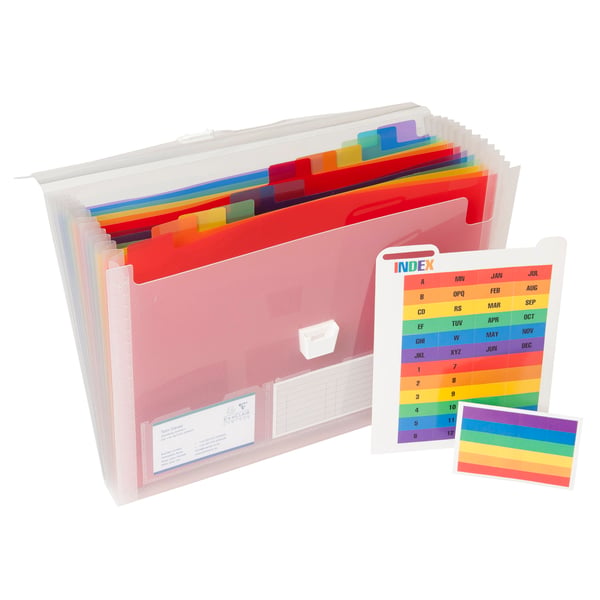 Exacompta 5x Crystal PP ekspanderende mappe, 33x25cm, 13 sektioner - Krystal 55298E
