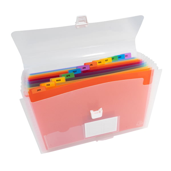 Exacompta 5x Crystal PP ekspanderende mappe, 33x25cm, 13 sektioner - Krystal 55298E