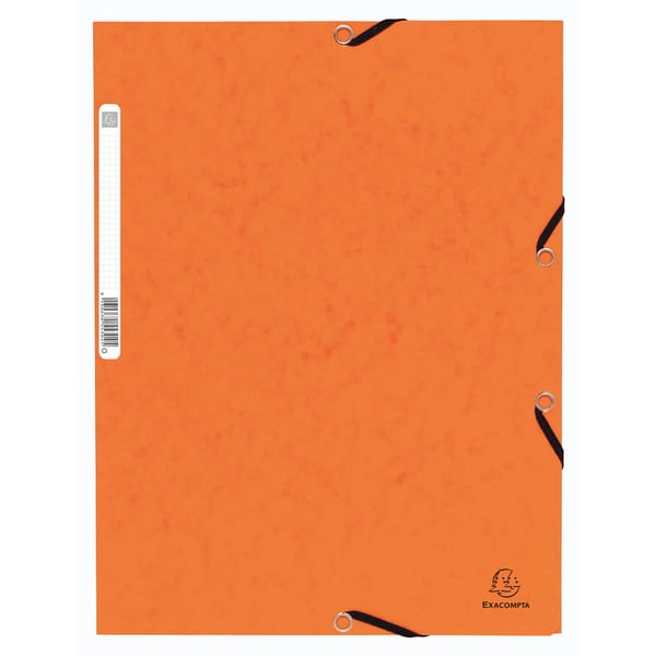 Exacompta 50x Mappe med 3 klapper og elastiske stropper 355 g/m2 hårdglaseret meleret presspap - A4 størrelse - assorterede farver 55300E