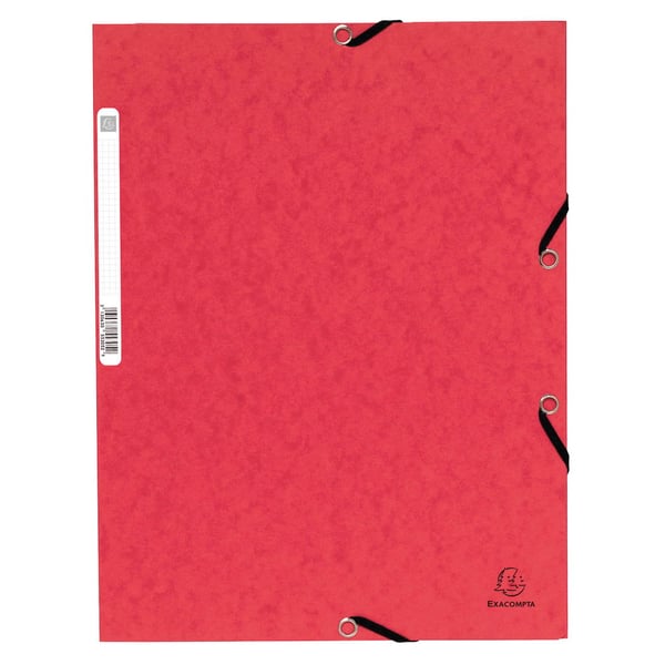 Exacompta 50x Mappe med 3 klapper og elastiske stropper 355 g/m2 hårdglaseret meleret presspap - A4 størrelse - assorterede farver 55300E