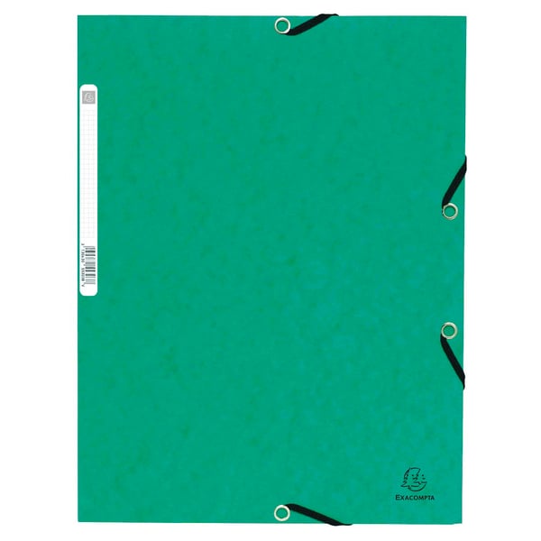 Exacompta 50x Mappe med 3 klapper og elastiske stropper 355 g/m2 hårdglaseret meleret presspap - A4 størrelse - assorterede farver 55300E