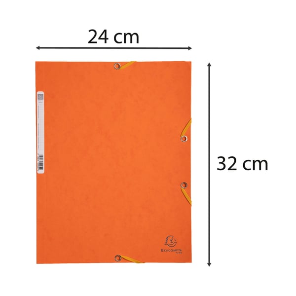 Exacompta 50x Mappe med 3 klapper og elastiske stropper 355 g/m2 hårdglaseret meleret presspap - A4 størrelse - orange 55304E
