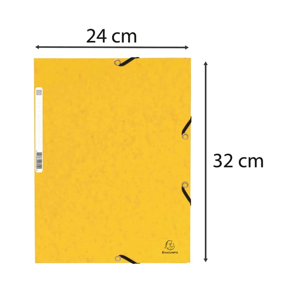 Exacompta 50x Mappe med 3 klapper og elastiske stropper 355 g/m2 hårdglaseret meleret presspap - A4 størrelse - Gul 55309E
