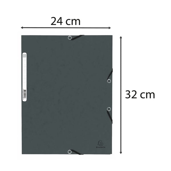 Exacompta 50x Mappe med 3 klapper og elastiske stropper 355 g/m2 hårdglaseret meleret presspap - A4 størrelse - Grå 55313E