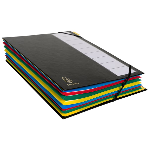Exacompta 6x Flerdelte mappe Ordonator med ekspanderbar ryg og stift omslag, 7 rum, 7 rum - assorterede farver 55320E