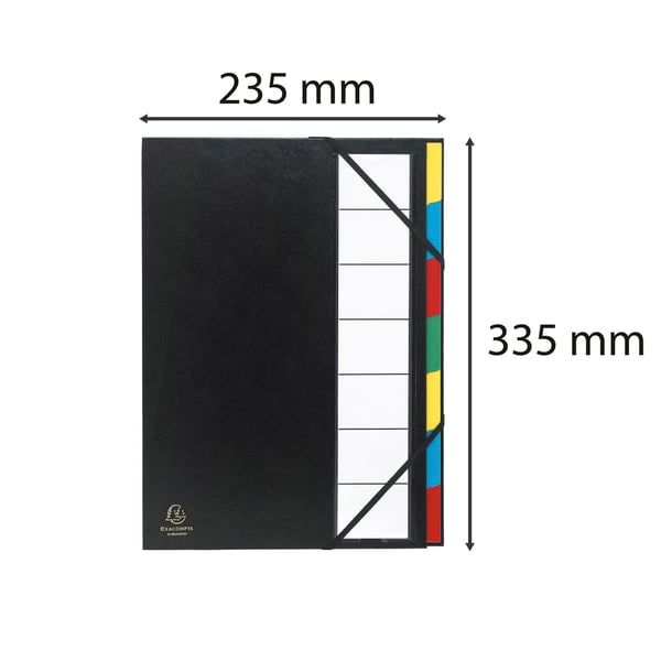 Exacompta 6x Flerdelte mappe Ordonator med ekspanderbar ryg og stift omslag, 7 rum, 7 rum - Sort 55321E