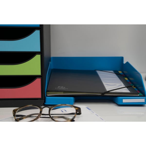 Exacompta 6x Ordonator-mappe med udvidelig ryg og stift omslag, 9 rum - assorterede farver 55330E