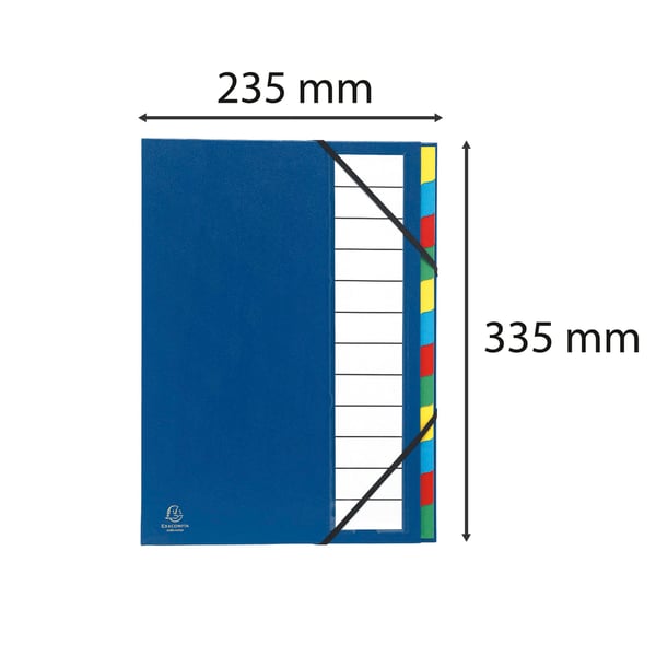 Exacompta 6x Ordonator-mappe med udvidelig ryg og stift omslag, 12 rum - assorterede farver 55340E