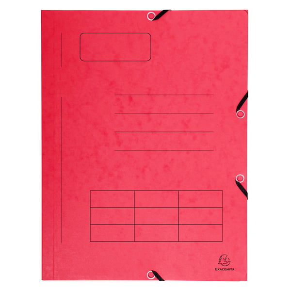 Exacompta 50x Fortrykt 3-klap mappe med elastik med elastik - pap med meleret trykpap - A4 - assorterede farver 55360E