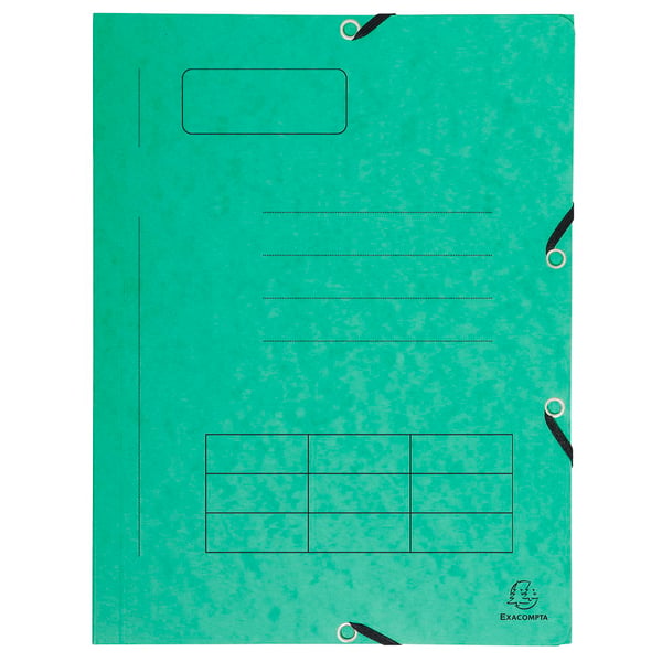 Exacompta 50x Fortrykt 3-klap mappe med elastik med elastik - pap med meleret trykpap - A4 - assorterede farver 55360E