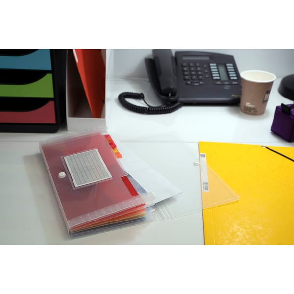 Exacompta 5x PP ekspanderende mappe, 26x14cm, 7 sektioner - Krystal 55398E