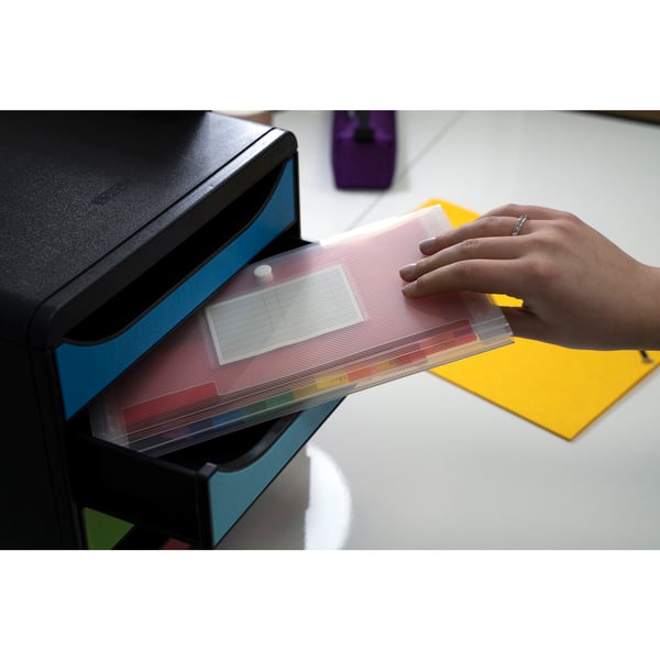 Exacompta 5x PP ekspanderende mappe, 26x14cm, 7 sektioner - Krystal 55398E