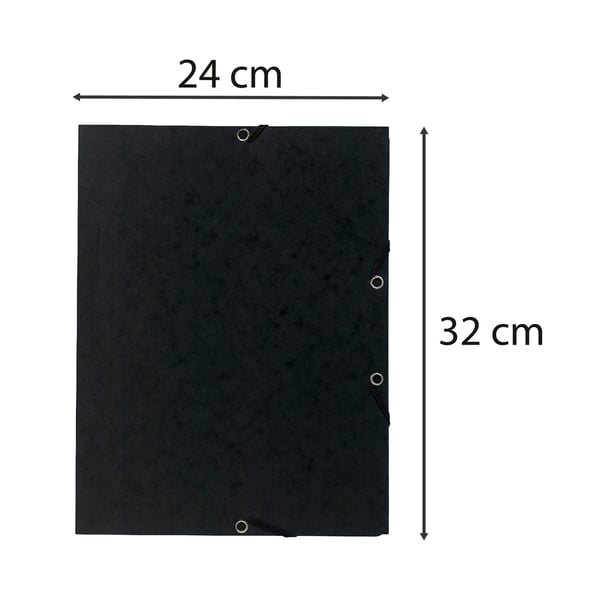 Exacompta 25x Elastisk mappe med 3 flapper 355gsm, A4 - Sort 55401E