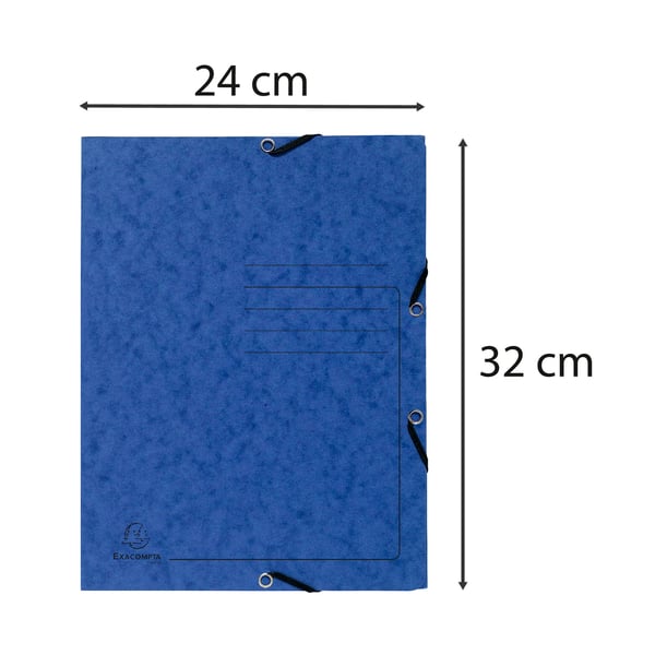 Exacompta 25x Elastisk mappe med 3 flapper 355gsm, A4 - Blå 55402E