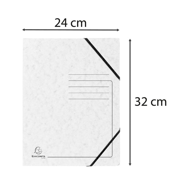 Exacompta 25x Elastisk mappe med 3 flapper 355gsm, A4 - hvid 55406E