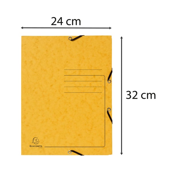 Exacompta 25x Elastisk mappe med 3 flapper 355gsm, A4 - Gul 55409E