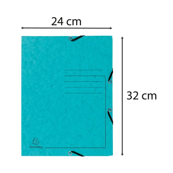 Exacompta 25x Elastisk mappe med 3 flapper 355gsm, A4 - turkis 55422E