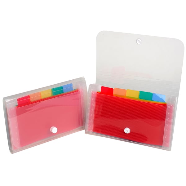 Exacompta 5x Crystal PP ekspanderbar mappe, 18x11cm, 6 sektioner - Krystal 55498E
