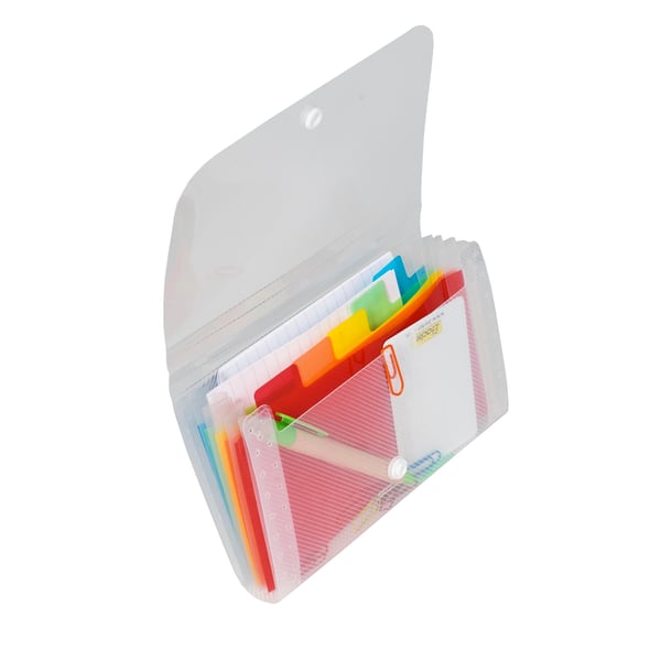 Exacompta 5x Crystal PP ekspanderbar mappe, 18x11cm, 6 sektioner - Krystal 55498E