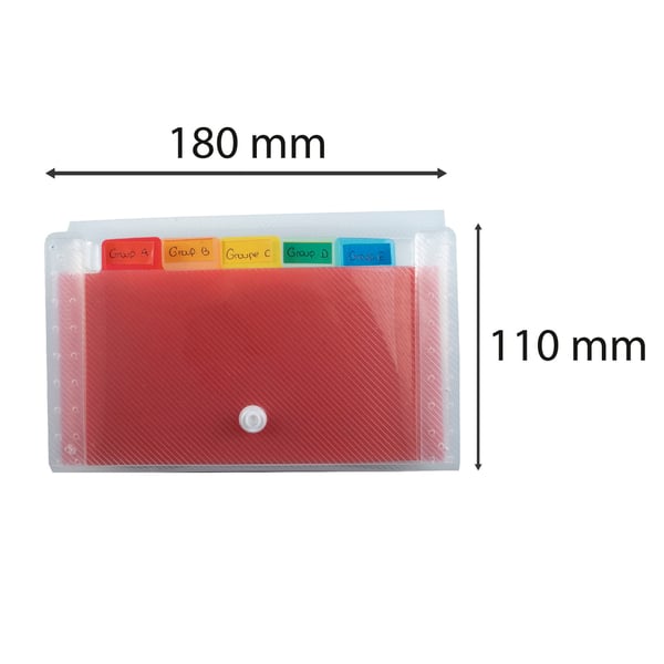 Exacompta 5x Crystal PP ekspanderbar mappe, 18x11cm, 6 sektioner - Krystal 55498E