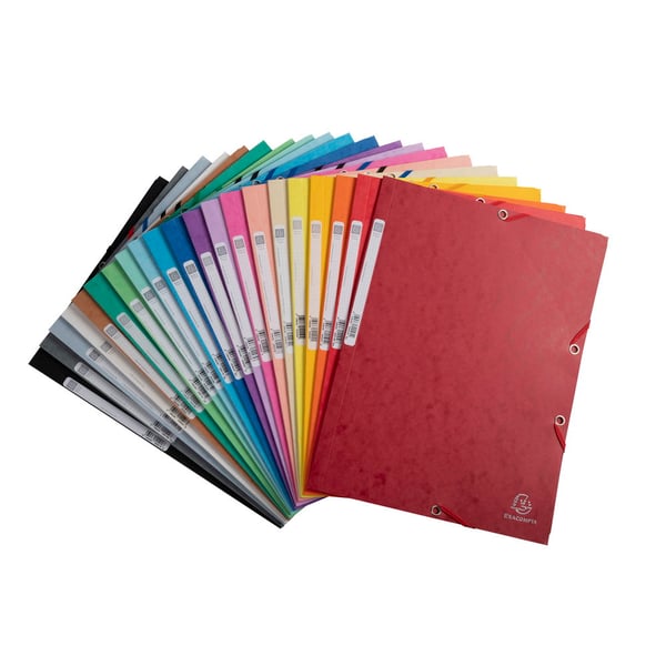 Exacompta 50x Europa Elastikmappe med 3 klapper 400gsm A4 - assorterede farver 55500E