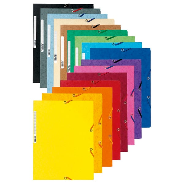 Exacompta 50x Europa Elastikmappe med 3 klapper 400gsm A4 - assorterede farver 55500E
