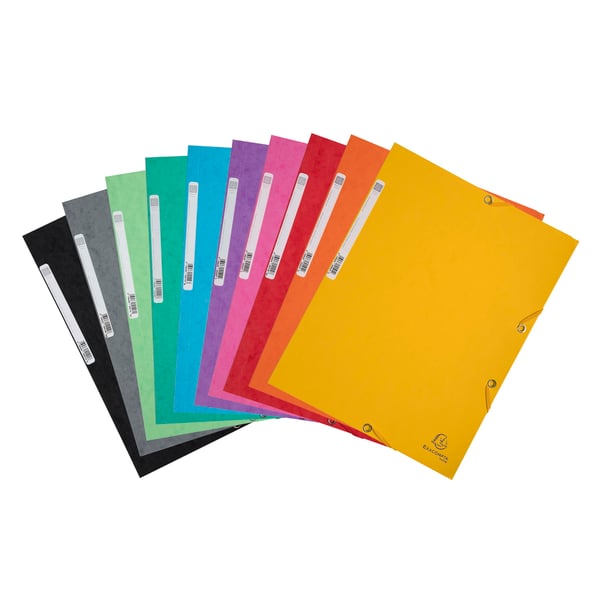 Exacompta 50x Europa Elastikmappe med 3 klapper 400gsm A4 - assorterede farver 55500E